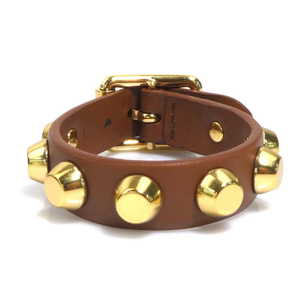 PRADA Brown Leather Charm Bracelet